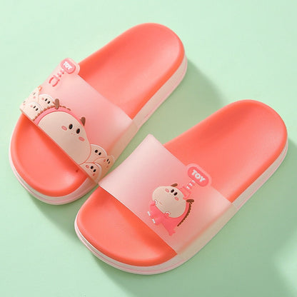 Summer Women Slippers Cute Lovely Animal Floor Flat Shoes Colorful Indoor Flip Flops Non-Slip Bathroom Home Female Beach Slides