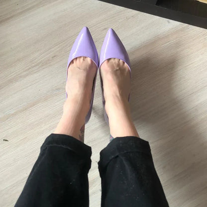 Futurecen Classic Design Women Pointed Toe High Heel Shoes Elegant OL Ladies Fashion Slip on Pumps Chic Stilettos Light Purple