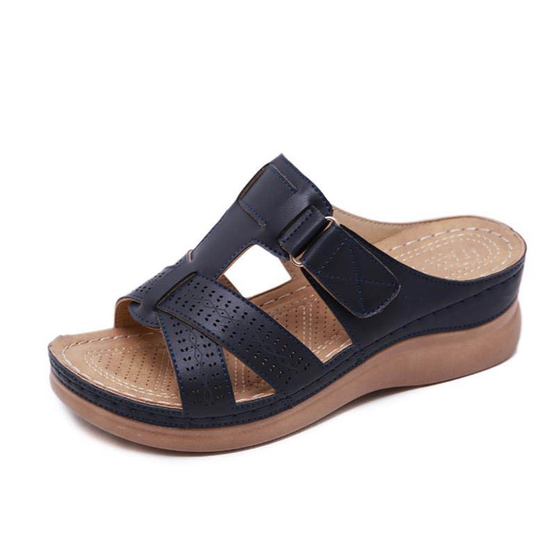 Women's Sandals Summer Wedges Shoes Open Toe Slip On Comfy Slippers Solid Color Buckle Beach Sandals for Women