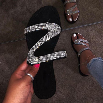 Sexy Women Sandals Summer Beach Shallow mouth Rhinestones Fashion Rome Ladies Party Comfortable Light Shoes Sandalias Femininas