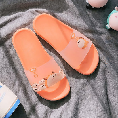 Summer Women Slippers Cute Lovely Animal Floor Flat Shoes Colorful Indoor Flip Flops Non-Slip Bathroom Home Female Beach Slides