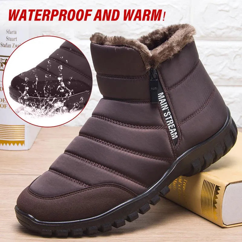 Winter Men Ankle Snow Boots Waterproof Non Slip Shoes for Men Casual Keep Warm Plush Plus Size Couple Footwear