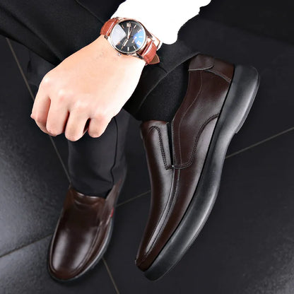 Men's Genuine Leather+Microfiber Leathe shoes 38-47 Soft Anti-slip Rubber Loafers Man Casual Leather Shoes