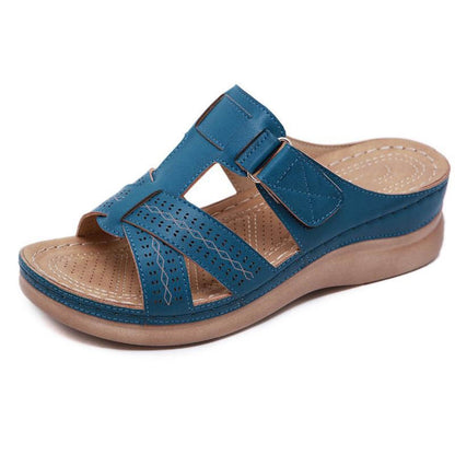 Women's Sandals Summer Wedges Shoes Open Toe Slip On Comfy Slippers Solid Color Buckle Beach Sandals for Women