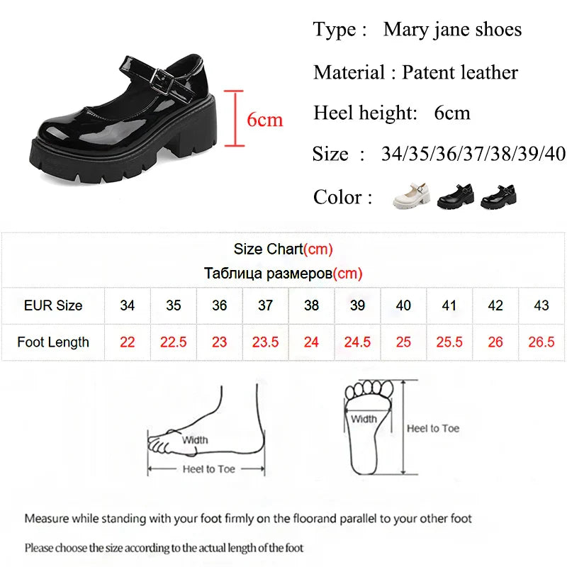 Women Japanese Lolita Shoes Vintage Soft High Heels Platform Shoes Woman Patent Leather Ankle Strap Mary Jane Shoes Black