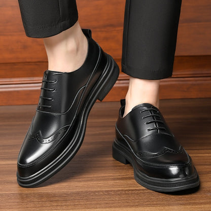 Height Increasing Men Brogues Elevator Shoes Increased Mens Business Formal Shoes Fashion Youth Men's Suit Wedding Oxfords