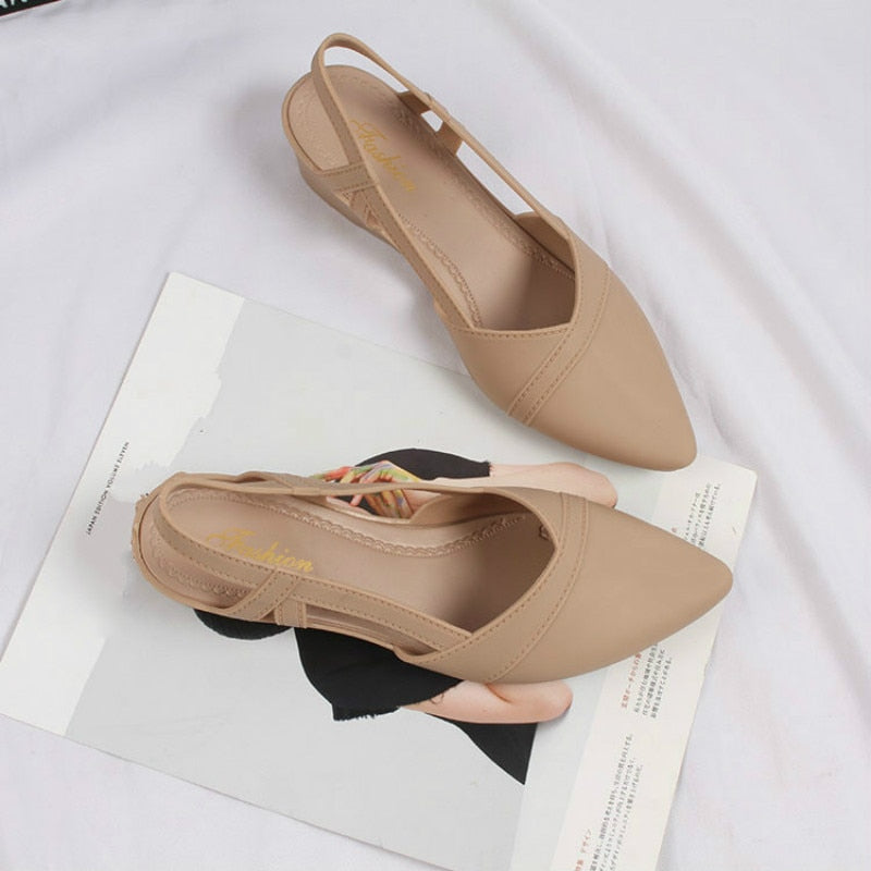 Summer Fashion Casual Women's Shoes, Pointed Toe Cool Versatile Comfortable Wear-resistant Flat-bottomed Solid Women's Sandals