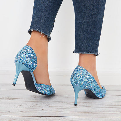 Rhinestone Stilettos High Heel Pumps Pointed Toe Party Shoes