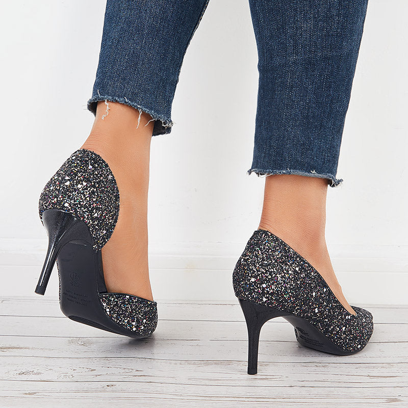 Rhinestone Stilettos High Heel Pumps Pointed Toe Party Shoes