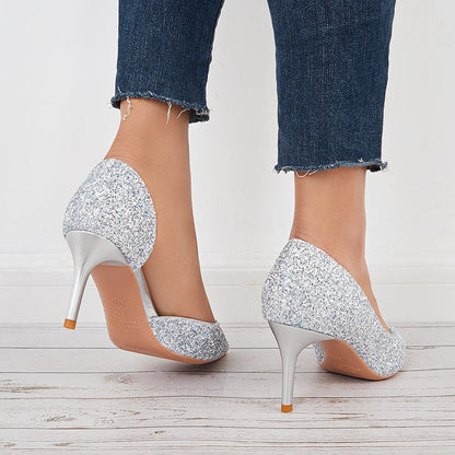 Rhinestone Stilettos High Heel Pumps Pointed Toe Party Shoes