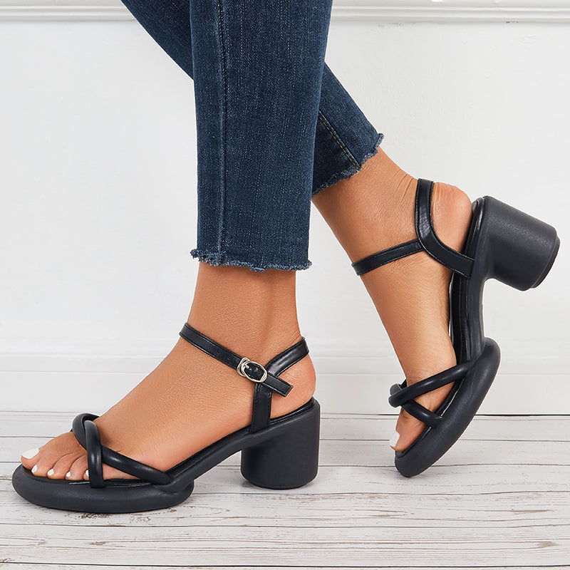 Open Toe Platform Chunky Heels Ankle Strap Dress Sandals