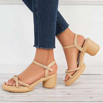 Open Toe Platform Chunky Heels Ankle Strap Dress Sandals