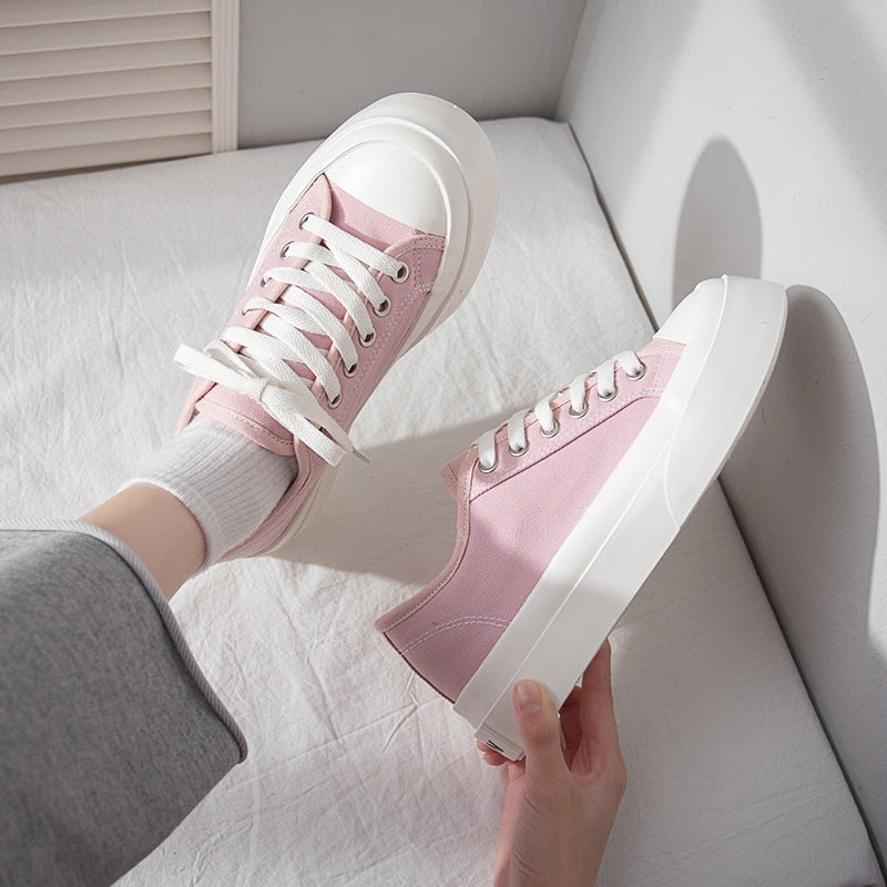 Fashion Women's Canvas Shoes Spring Lolita Popular Japanese Lovely Thick Soled Student Casual Board Running Sports Sneakers