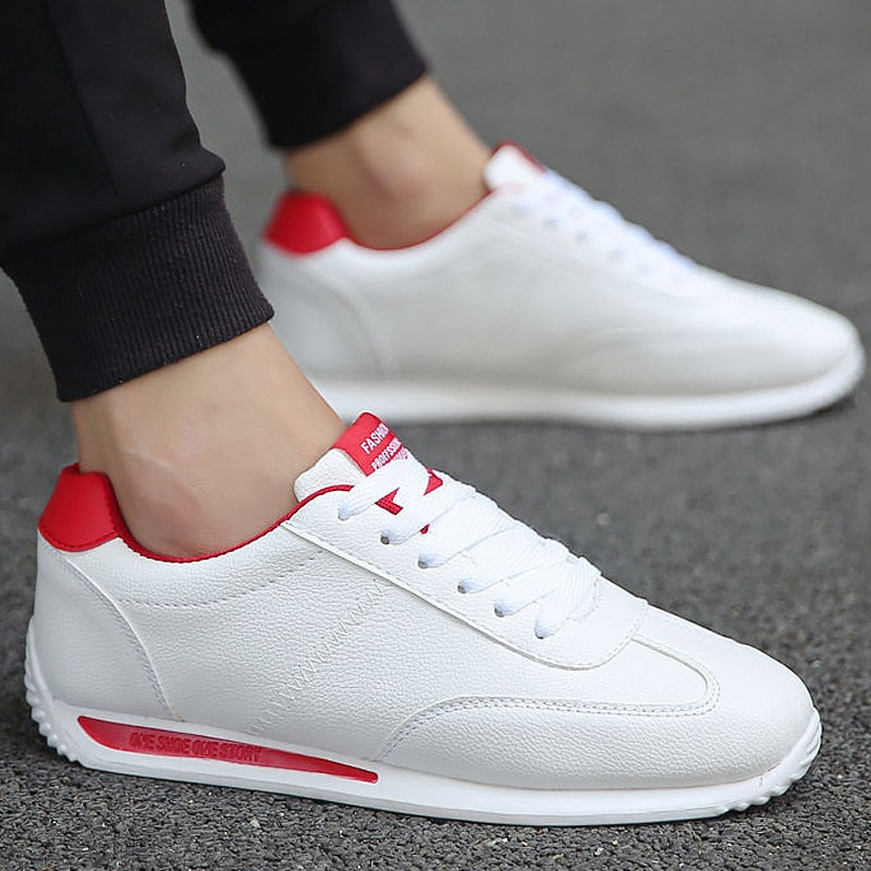 White Leather Sneakers Boys Sport Vulcanized Shoes Men Comforthable Spring Sneakers Mens Casual Shoes  Fashion School Tennis