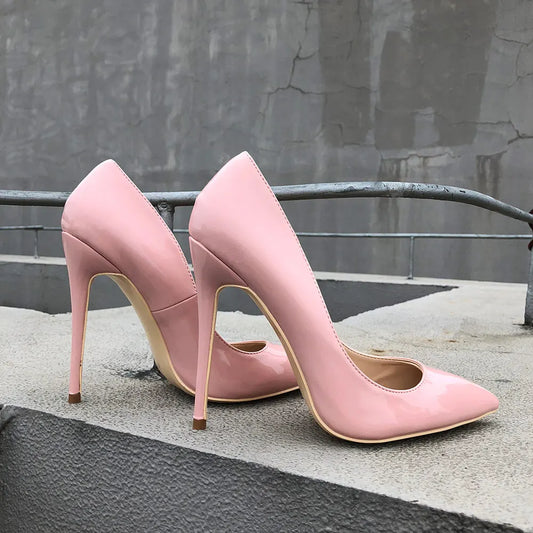 Futurecen Italian Classic Paten Leather Women Stiletto High Heels Pink Ladies Party Pointed Toe Pumps Shoes Color Customize Accept