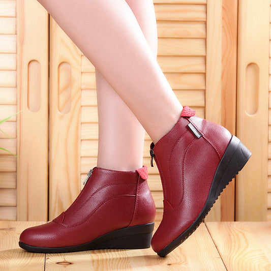 Winter Boots Women  Women Snow Boots Wedge Heels Winter Shoes Women Warm Fur Casual Shoes  Zip Women's Shoes