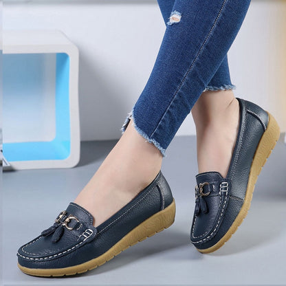 Women Flats Ballet Shoes Cut Out Leather Breathable Moccasins Women Boat Shoes Ballerina Ladies Casual Shoes