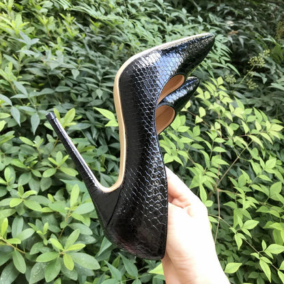 Futurecen Embossed Crocodile Women Sexy Pointed Toe High Heels Ladies Fashion Stilettos Pumps Slip On Club Shoes 8/10/12cm