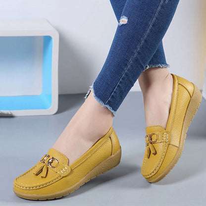 Women Flats Ballet Shoes Cut Out Leather Breathable Moccasins Women Boat Shoes Ballerina Ladies Casual Shoes