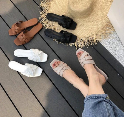 Women Brand Slippers Summer Slides Open Toe Flat Casual Shoes Leisure Sandal Female Beach Flip Flops Big Size 41