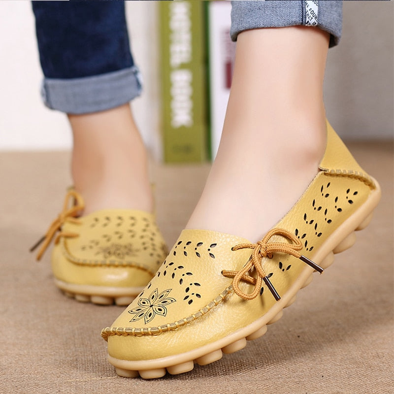 Women's Shoes Fashion Women Flats Genuine Leather Loafers Women's Moccasins Flats Ladies Shoes Female Slip On Ballet Flat Shoes