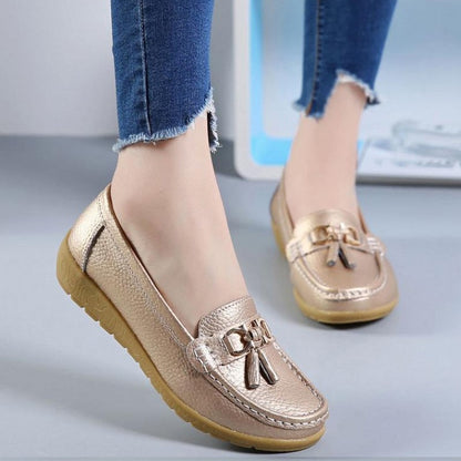 Women Flats Ballet Shoes Cut Out Leather Breathable Moccasins Women Boat Shoes Ballerina Ladies Casual Shoes