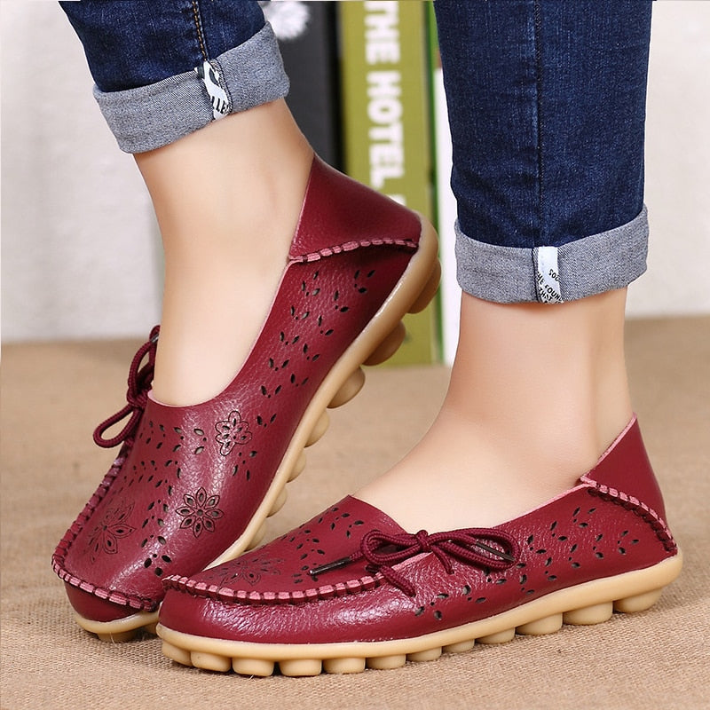 Women's Shoes Fashion Women Flats Genuine Leather Loafers Women's Moccasins Flats Ladies Shoes Female Slip On Ballet Flat Shoes