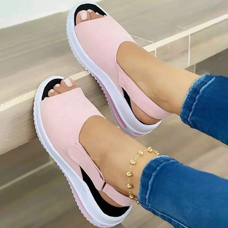 Fashion Shoes Women Platform Sandals Stretch Fabric Summer Women's Shoes Comfort Walking Ladies Sandalias Female Casual Footwear