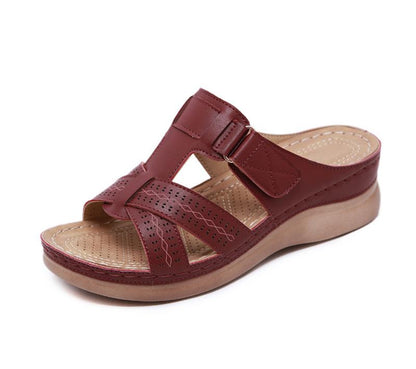 Women's Sandals Summer Wedges Shoes Open Toe Slip On Comfy Slippers Solid Color Buckle Beach Sandals for Women