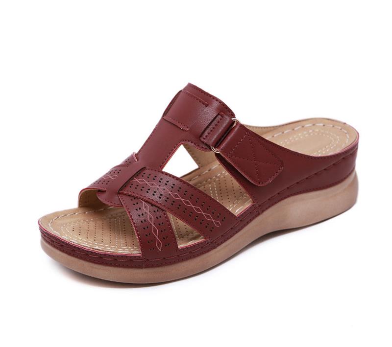 Women's Sandals Summer Wedges Shoes Open Toe Slip On Comfy Slippers Solid Color Buckle Beach Sandals for Women