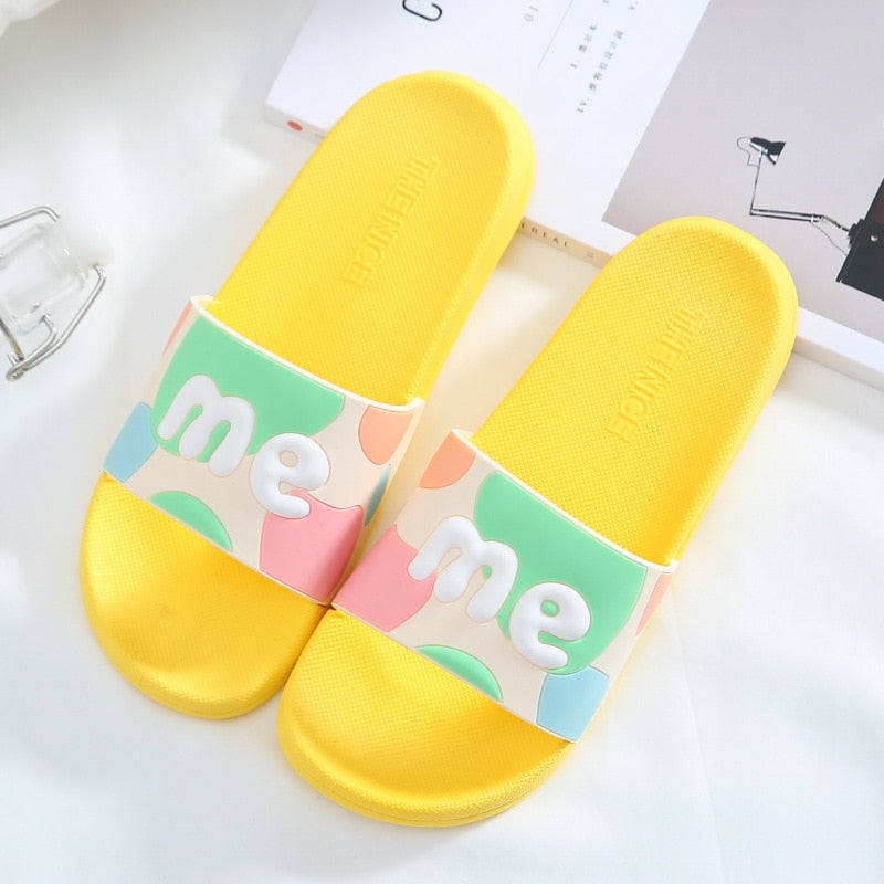 Summer Slippers Cute Slides Women Men Non-Slip Thick Soft Sole Flip Flops Bathroom Home Couple Female Beach Pool Shoes Sandals