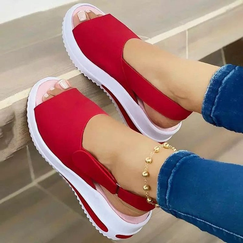 Fashion Shoes Women Platform Sandals Stretch Fabric Summer Women's Shoes Comfort Walking Ladies Sandalias Female Casual Footwear