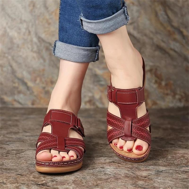 Women's Sandals Summer Wedges Shoes Open Toe Slip On Comfy Slippers Solid Color Buckle Beach Sandals for Women