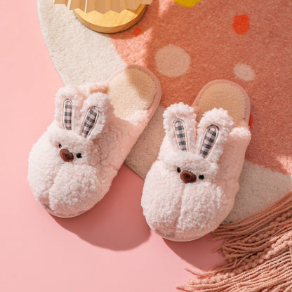 Winter Home Cotton Warm Rabbit Slippers Women Men Cute Shoes Non-slip Soft Sole Indoor Bedroom House Female Couples Furry Slides