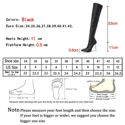 Sexy Over The Knee Boots Women Thin Heels Pointed Toe Zipper Thigh High Booties Winter Nightclub Party Stripper Shoes