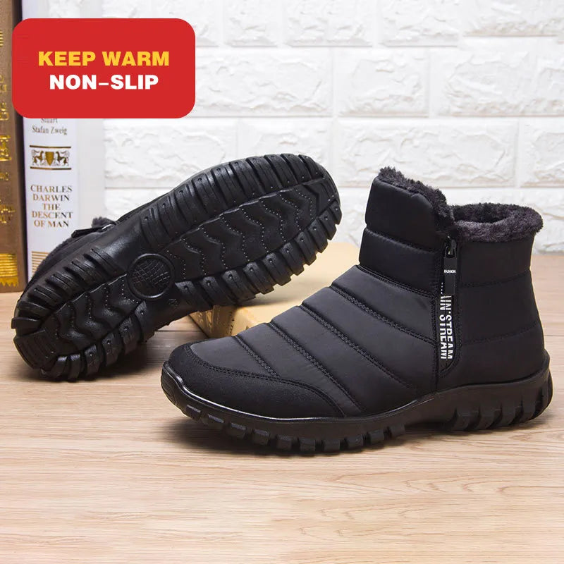 Winter Men Ankle Snow Boots Waterproof Non Slip Shoes for Men Casual Keep Warm Plush Plus Size Couple Footwear