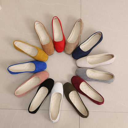 Spirng Women Flats Square Toe Ladies Ballet Shoes Casual Flat Office Work Shoes Candy Color Women Loafers Female Boat Shoes