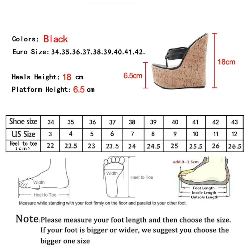 binfenxie 2024 New Sexy Super 18CM High Heels Platform Wedges Pinch Slippers Women Sandals Mules Shoes Size 35-42