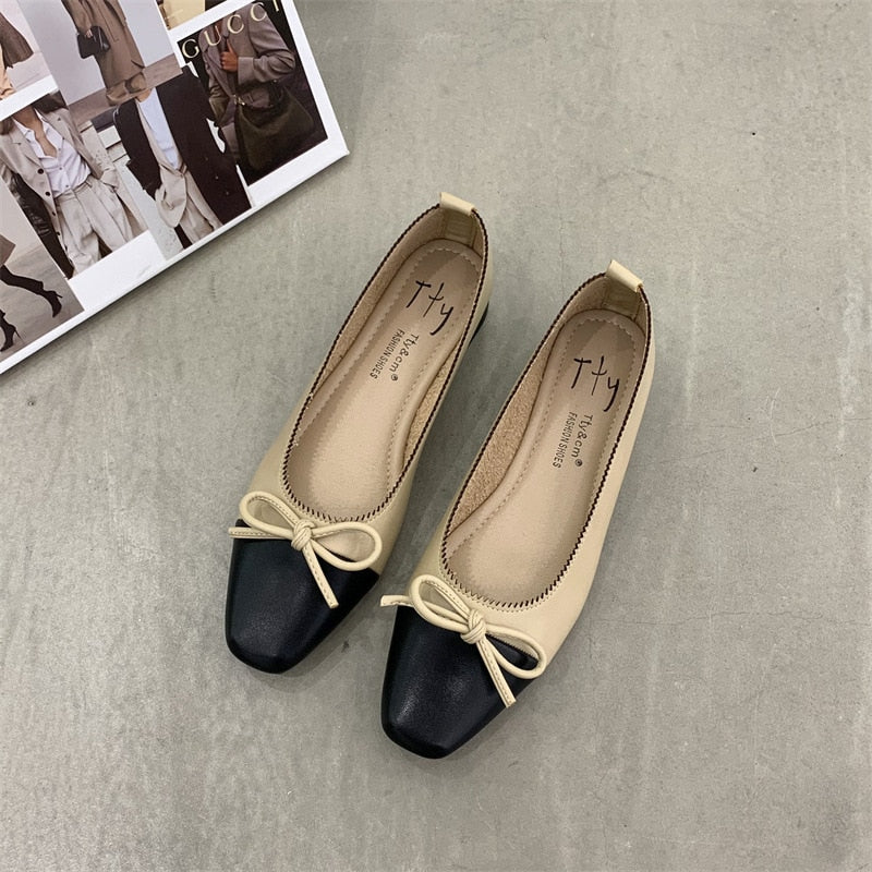 Brand New Flats Shoes Women Low Heel Ballet Square Toe Shallow Shoe Slip On Loafer Round Toe Ballet Flat Shoes zapatos