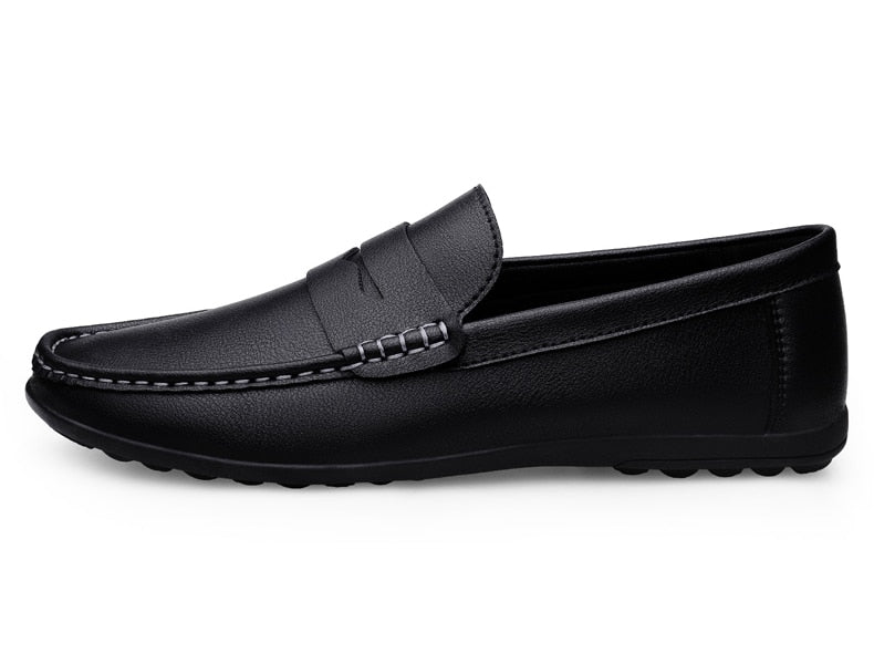 Spring Autumn Mens Casual Leather Loafers Men Loafer Shoes Mocasines Hombre Mocassini White Black Slip-On Big Size