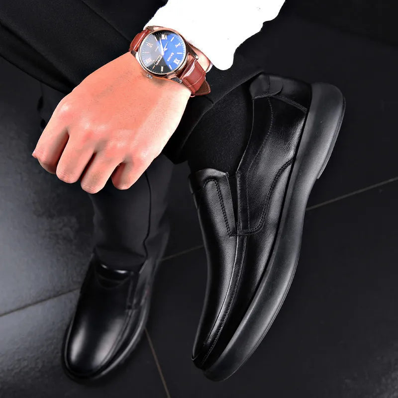 Men's Genuine Leather+Microfiber Leathe shoes 38-47 Soft Anti-slip Rubber Loafers Man Casual Leather Shoes