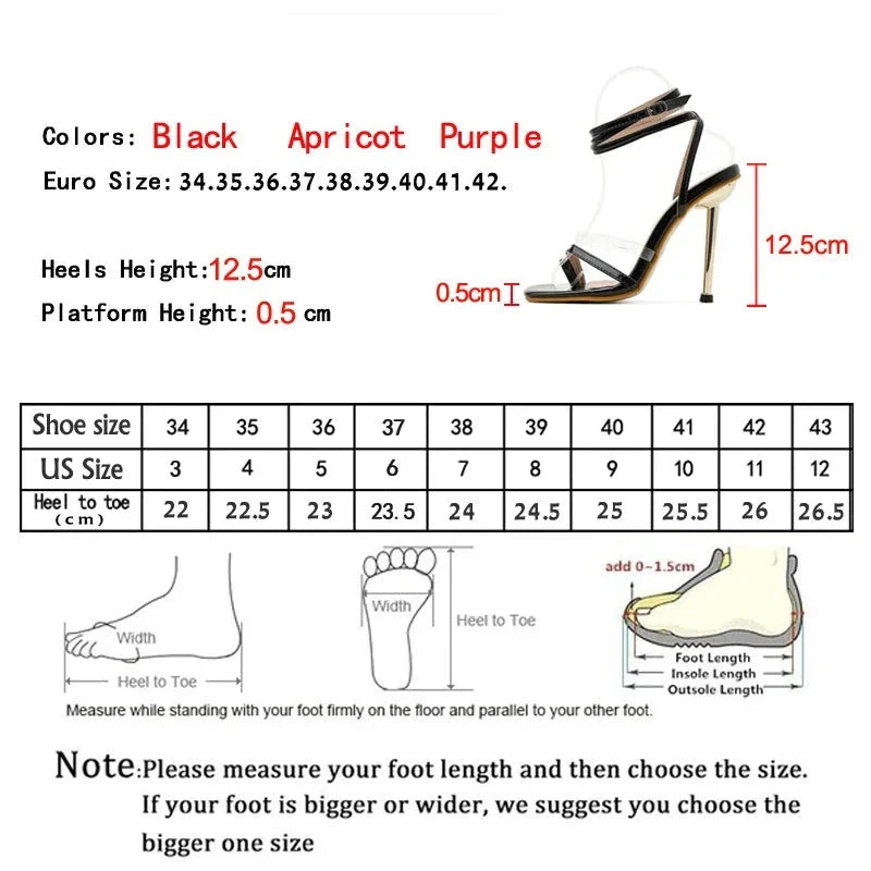 Futurecen Women Gladiator Sandals Shoes Sexy Ankle Strap Metal High Heels Sandals Summer Party Dress Shoes Buckle Pumps