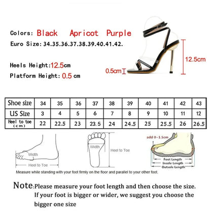 Futurecen Women Gladiator Sandals Shoes Sexy Ankle Strap Metal High Heels Sandals Summer Party Dress Shoes Buckle Pumps