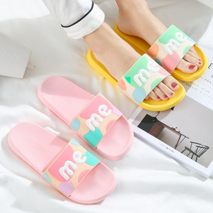 Summer Slippers Cute Slides Women Men Non-Slip Thick Soft Sole Flip Flops Bathroom Home Couple Female Beach Pool Shoes Sandals