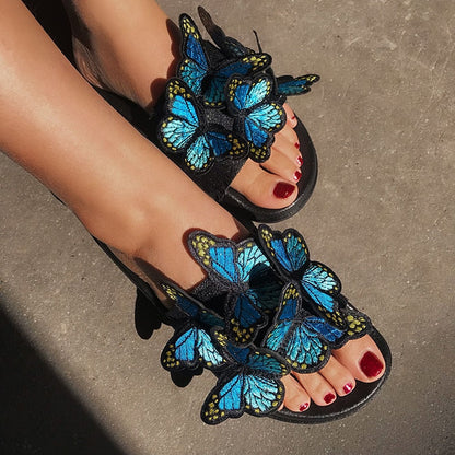 Fashion Women Sandals Open Toe Bohemian Summer Shoes Women Sandals Beach Flat Sandals Butterfly Zapatos De Mujer Free Shipping