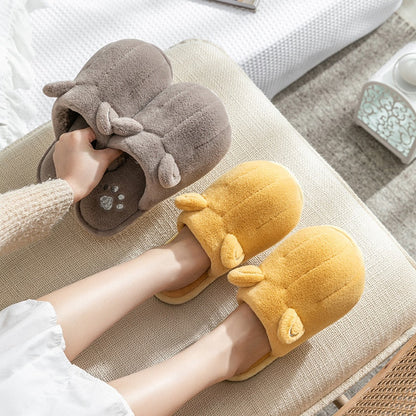 Winter Warm Home Women Fur Slippers Cute Lovely Non-slip Shoes Soft Indoor Bedroom House Slippers Men Lovers Couple Floor Shoes