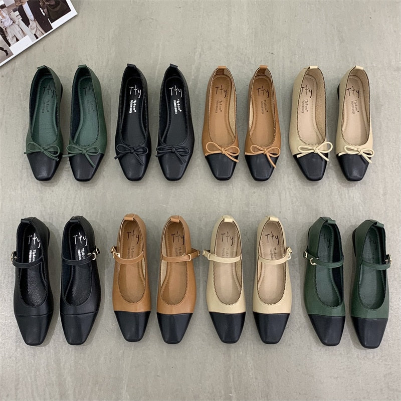 Brand New Flats Shoes Women Low Heel Ballet Square Toe Shallow Shoe Slip On Loafer Round Toe Ballet Flat Shoes zapatos