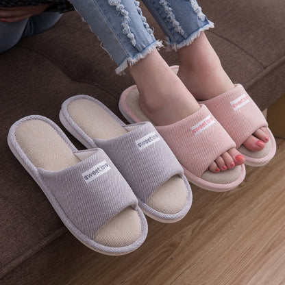 Women Indoor Slippers Floor Flat Shoes Comfortable Anti-slip Home Flax Linen Slipper Woman Men House Cotton Slides