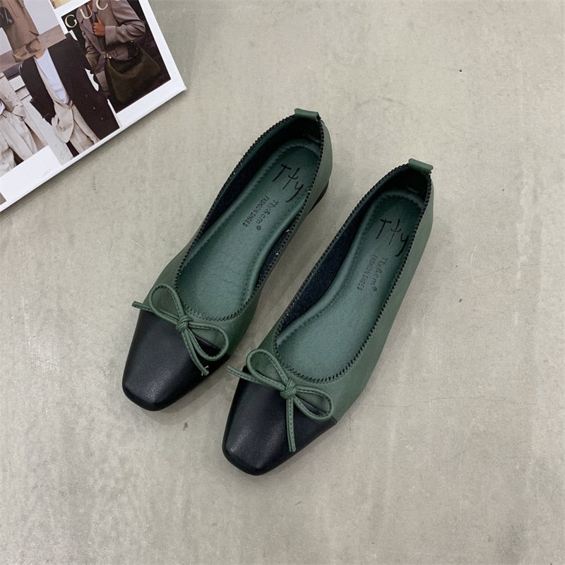 Brand New Flats Shoes Women Low Heel Ballet Square Toe Shallow Shoe Slip On Loafer Round Toe Ballet Flat Shoes zapatos