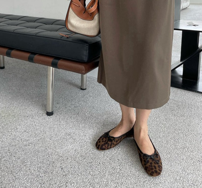 Fashion Leopard Flats Shoes Women Flat Ballerina Casual Slip On Soft Moccasin Round Toe Shallow Female Boat Shoe Dress Muje